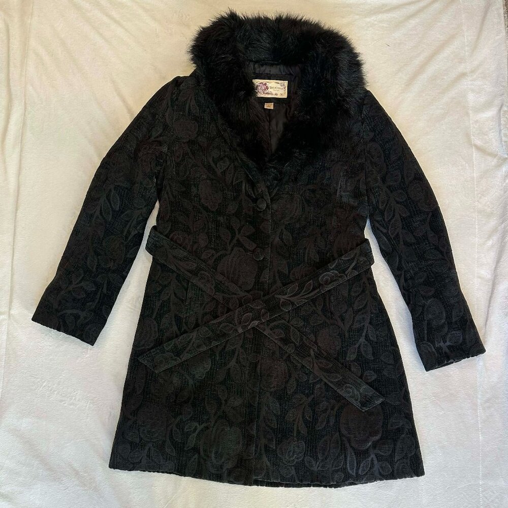 Black Fur Collar Glam Coat